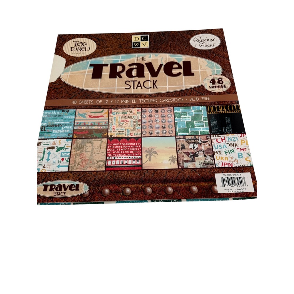 DCWV The Travel Stack‎ 12x12 Textured Cardstock 46 actual Sheets Travel Paper